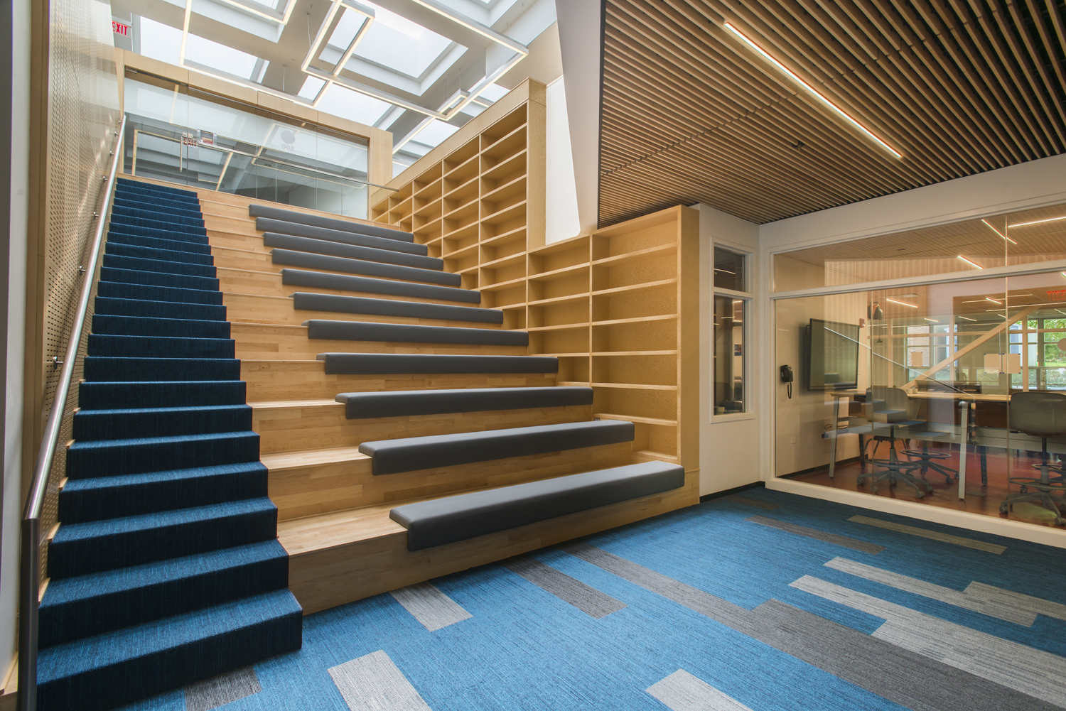 Main staircase and gathering area at NSCD, Library and Science Center.